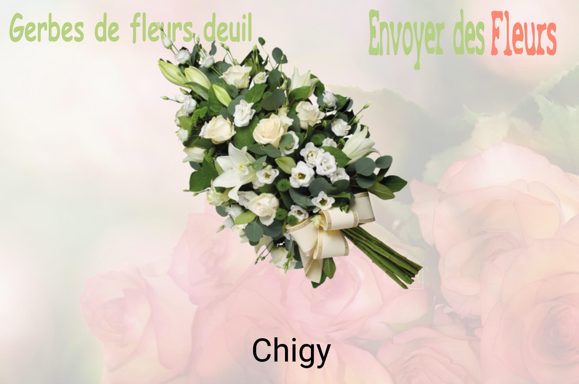 Gerbe de fleurs de deuil livrée à Chigy